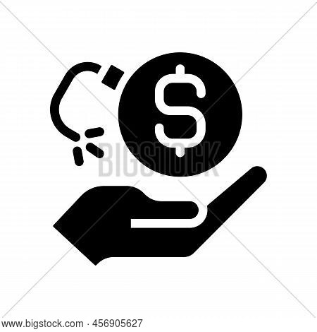 Loss Of Money Black Glyph Icon. Financial Risk. Bankruptcy Case. Dealing With Debt. Stock Market Cra