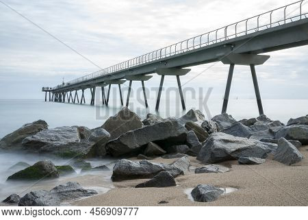 Pont Del Petroli, Badalona, Spain, A Place For Walking Over The Sea