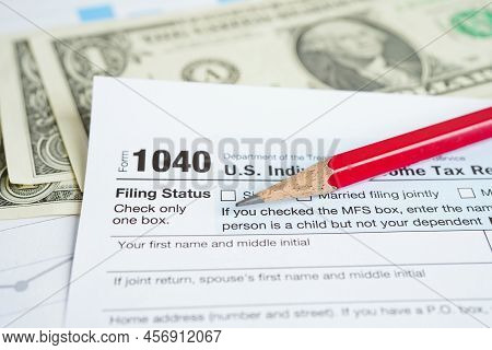 Tax Form 1040 U.s. Individual Income Tax Return, Business Finance Concept.