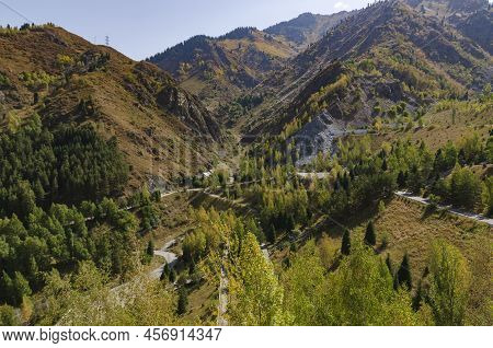 Cable Car Medeo Chimbulak View From Alatau Gorge In Almaty Incredibly Beautiful Tian Shan Mountains