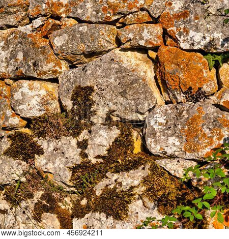 Menthon Saint Bernard, France - September 10 2020 : A Close Up Of The Stones In An Old Historic Prot