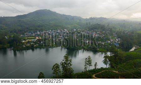 The Town Of Maskeliya, Located On The Shore Of The Lake Among The Mountains And Tea Plantations. Sri