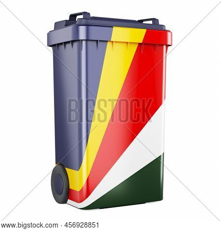 Waste Container With Seychelloise Flag, 3d Rendering Isolated On White Background