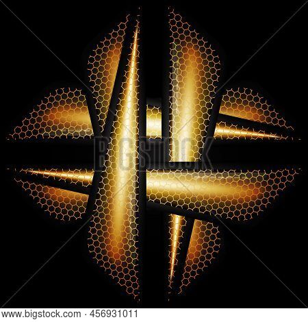 Black And Yellow Vector Background With Abstract Triangular Elements. Vector Illustration