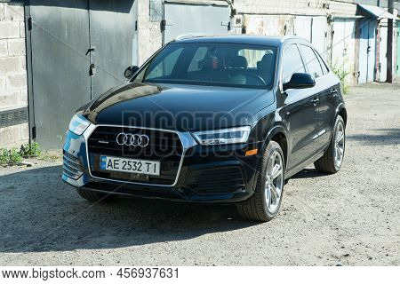 Audi Q3 In Black. Audi Q3 Subcompact Luxury Crossover Suv Car.