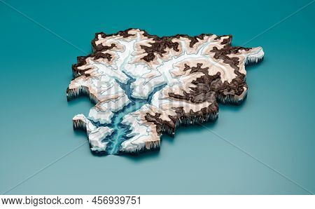 Topographic Andorra Map Hypsometric Andorra Elevation Tint Spectral Shaded Relief Map 3d Illustratio