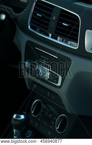 Dnepropetrovsk, Ukraine - 06.08.2022: Audi Q3 In Black. Subcompact Luxury Crossover Audi Q3. Close-u