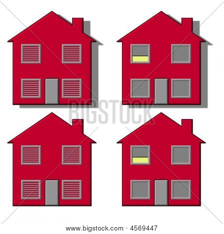 Quattro illustrazioni di casa