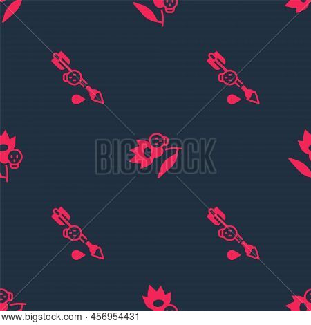 Set Poison On The Arrow And Flower On Seamless Pattern. Vector