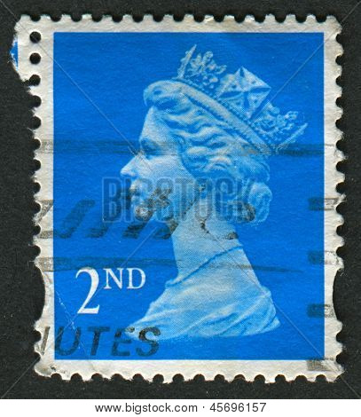 UK-เซอร์กา 1989:A แสตมป์ที่พิมพ์ในประเทศอังกฤษแสดงรูปของ Elizabeth II เป็นพระมหากษัตริย์รัฐธรรมนูญของ 16 