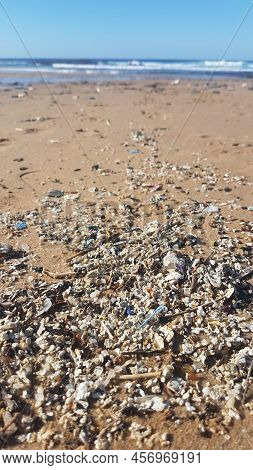 Plastic Waste And Micro Plastic Washed On The Shore Of The Atlantic Ocean