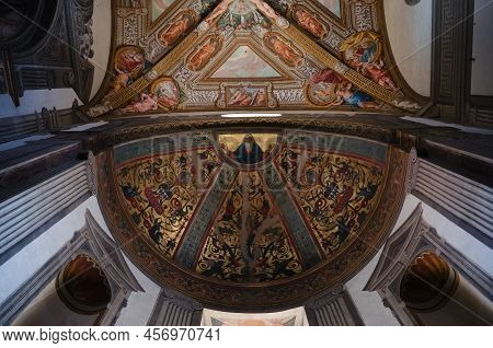 Parma, Italy - May, 2022: Frescoes In Parma Cathedral Called Cattedrale Di Santa Maria Assunta. Rena