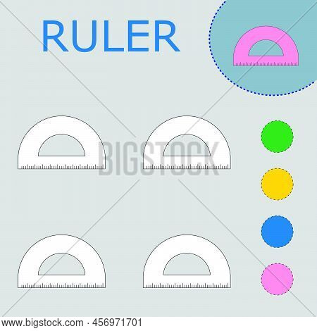 Coloring Book Of A Ruller. Educational Creative Games For Preschool Children