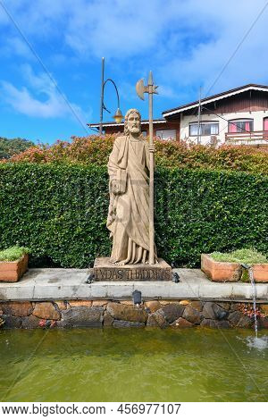 Gramado, Rs, Brazil - May 17, 2022: Monument Of Judas Thaddaeus, On Sao Pedro Parish. One Of The Twe
