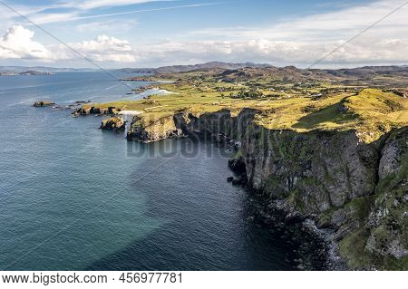 Aerial View Of The Great Pollet Sea Arch, Fanad Peninsula, County Donegal, Ireland