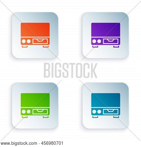 Color Old Video Cassette Player Icon Isolated On White Background. Old Beautiful Retro Hipster Video