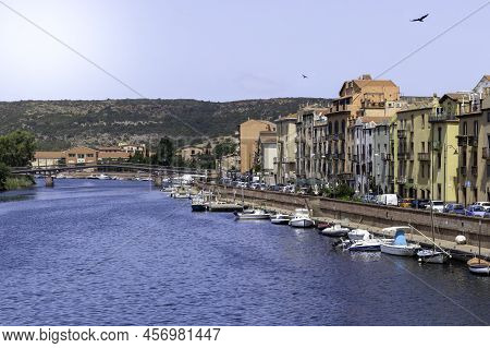 Bosa, Sardinia, Italy - June, 09, 2022: Bosa, Typical Traditional Village Of Sardinia, Italy Seen Fr