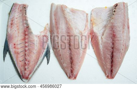 Filet Of Caranx Melampygus, Bluefin Trevally Or Black Ulua