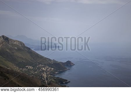 Aerial View Of Maratea Habour, Basilicata, Italy. View From The Mountain In Maratea, Italy, Calabria