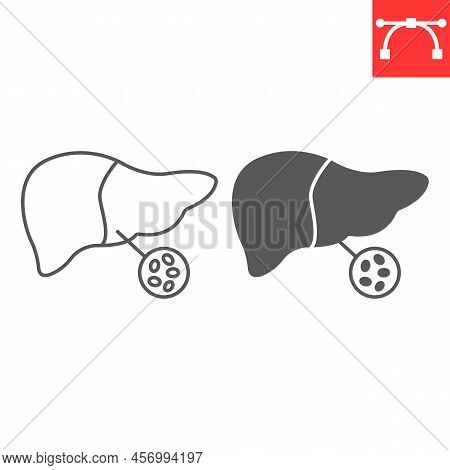 Fatty Liver Line And Glyph Icon, Unhealthy And Disease, Liver Vector Icon, Vector Graphics, Editable