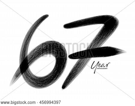 67 Years Anniversary Celebration Vector Template, 67 Years  Logo Design, 67th Birthday, Black Letter