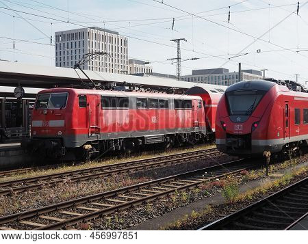 Trains At Nuernberg Hauptbahnhof Central Station In Nuernbergp