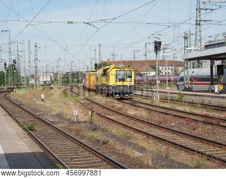 Trains At Nuernberg Hauptbahnhof Central Station In Nuernbergp