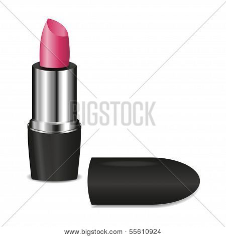 Open Pink Lipstick Vector Illustration On White Background