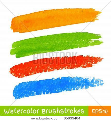 Set of Colorful Watercolor Brush Strokes