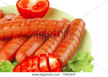 Servido carne assado salsichas