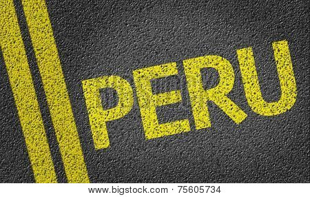 Peru written on the road