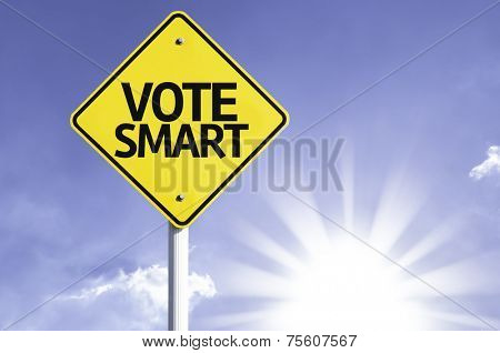 Vote Smart road sign with sun background