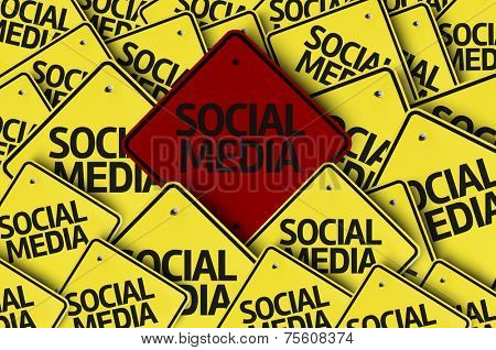 Social Media written on multiple road sign 