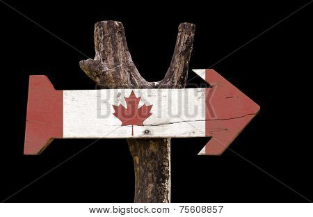 Canada wooden sign isolated on black background