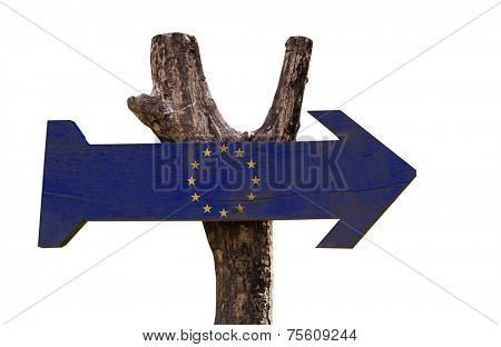European Union wooden sign isolated on white background