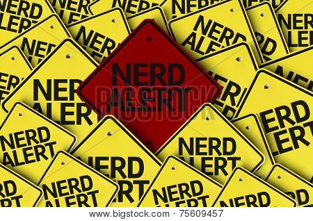 Nerd Alert written on multiple road sign 