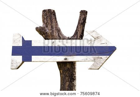 Finland wooden sign isolated on white background