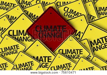 Climate Change written on multiple road sign 