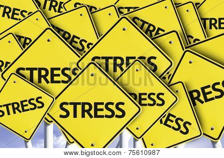 Stress written on multiple road sign 