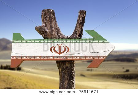 Iran sign with a desert on background 