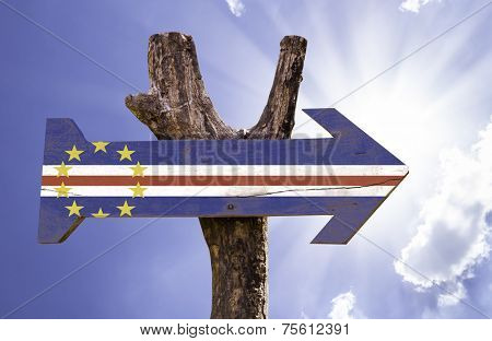 Cape Verde wooden sign on a beautiful day