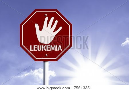 Stop Leukemia red sign with sun background 