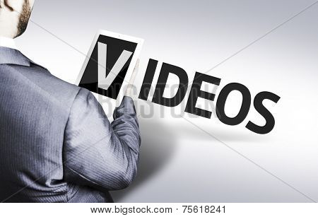 Business man with the text Video in a concept image