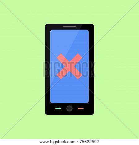 Flat style smart phone with error sign