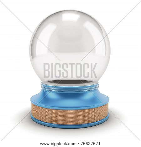 Empty Snow Globe On A Blue Base.