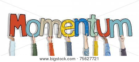 Hands Holding Momentum Word Concept