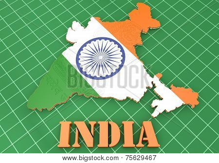 Map Illustration Of India With Flag