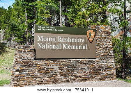 Mount Rushmore Monument Sign In South Dakota