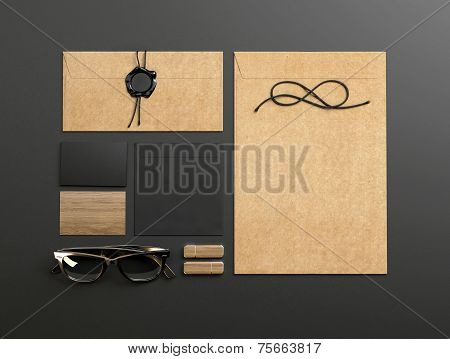 Branding Elements On Dark Paper Background