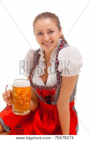 Bavarian girl isolated over white background